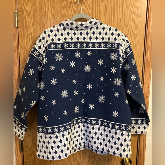 Fashion Bug Navy and White Snowflake Cardigan/Blazer Women’s Size 18/20 - Picture 2 of 7